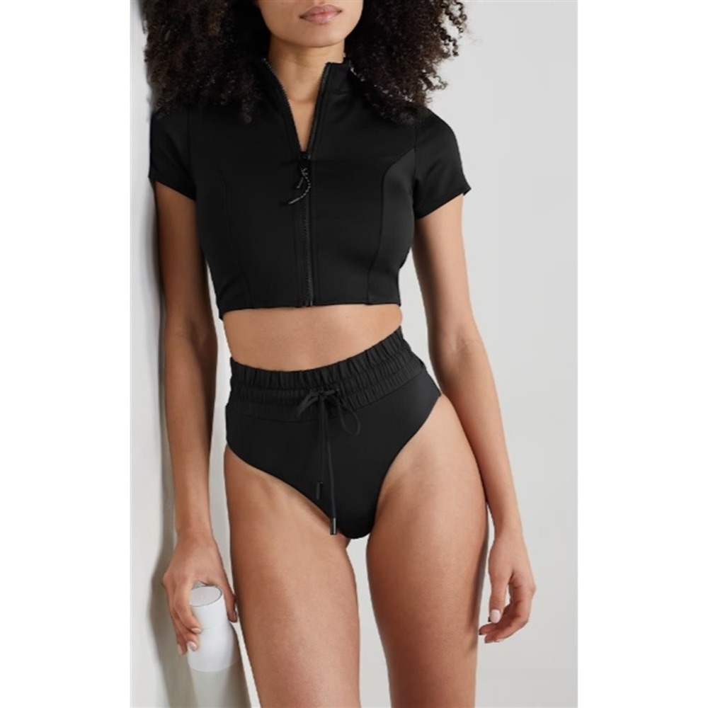 NWOT Good American sz 2 Better Bikini Bottom Black 117243
